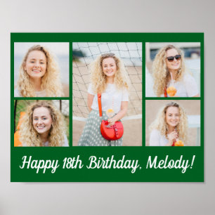 Aangepaste groene gelukkige verjaardag feest foto  poster
