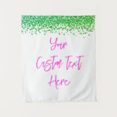 Aangepaste Groene Glitter Verjaardagsfeest Fotocab Wandkleed (Voorkant)