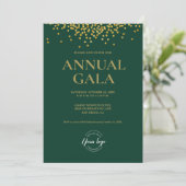 Aangepaste groene Goud confetti logo Gala zakelijk Kaart (Staand voorkant)