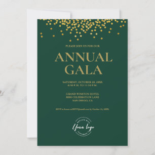 Aangepaste groene Goud confetti logo Gala zakelijk Kaart