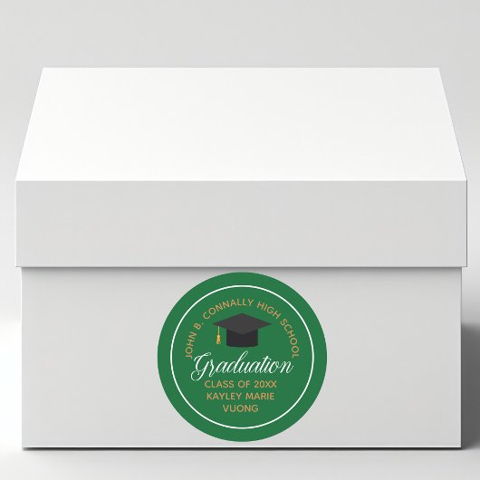 Aangepaste groene gouden eindexamen middelbare sch ronde sticker