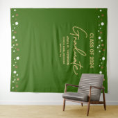 Aangepaste groene gouden klas van 2024 afstuderen wandkleed (In Situ (horizontaal))