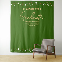 Aangepaste groene gouden klas van 2024 afstuderen wandkleed