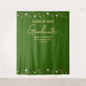 Aangepaste groene gouden klas van 2024 afstuderen wandkleed (Voorkant)