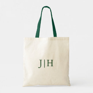 Aangepaste Groene Handgreep Preppy Groene Monogram Tote Bag
