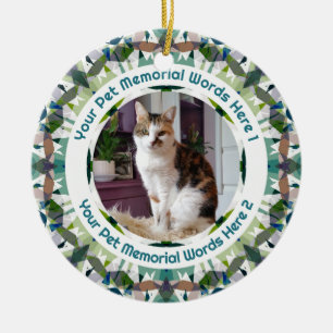 Aangepaste groene huisdierkat hond rouwfoto condol keramisch ornament