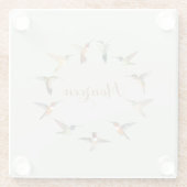 Aangepaste groene Hummingbird Glazen Onderzetter (Achterkant)