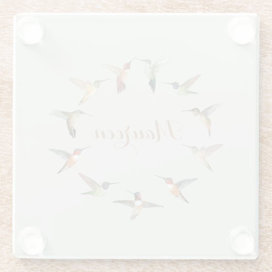 Aangepaste groene Hummingbird Glazen Onderzetter (Achterkant)