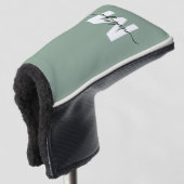 Aangepaste groene initiële naammonogram golfheadcover (3/4 voorkant)
