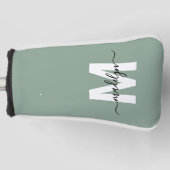 Aangepaste groene initiële naammonogram golfheadcover (Voorkant)