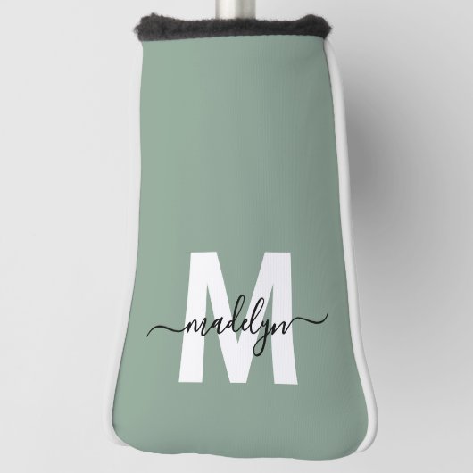 Aangepaste groene initiële naammonogram golfheadcover (Draai 90)