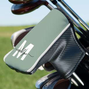 Aangepaste groene initiële naammonogram golfheadcover