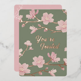 Aangepaste groene kerst echte gouden folie uitnodi folie uitnodiging