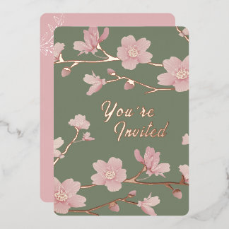 Aangepaste groene kerst echte gouden folie uitnodi folie uitnodiging