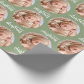 Aangepaste Groene Kerst Foto Cirkel Inpakpapier (Hoek)