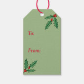 Aangepaste groene kerst hulst cadeaukaart cadeaulabel (Voorkant)