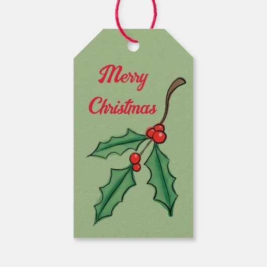 Aangepaste groene kerst hulst cadeaukaart cadeaulabel (Achterkant)