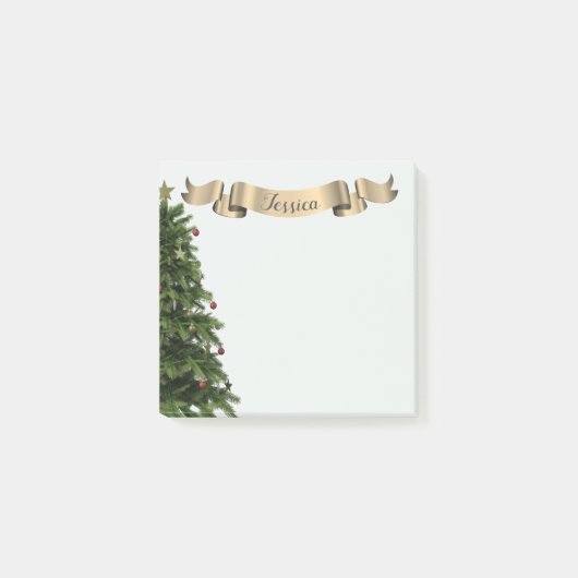 Aangepaste groene kerstboom gepersonaliseerd feest post-it® notes (Voorkant)