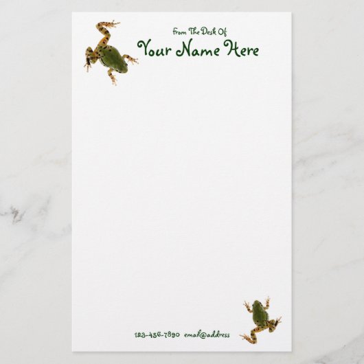 Aangepaste groene kikkerfoto weerstand tegen klimm briefpapier (Voorkant)