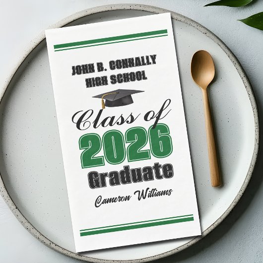 Aangepaste groene klas van 2026 diploma feest servet