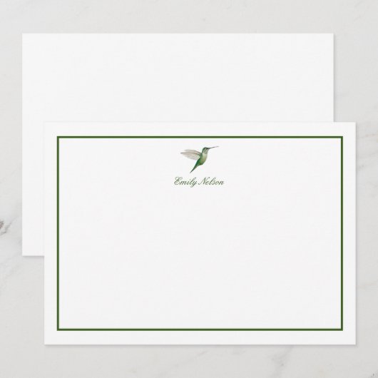 Aangepaste groene kolibrie Note Kaart Notitiekaartje (Voorkant / Achterkant)