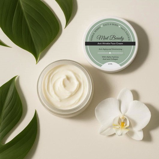 Aangepaste Groene Kruiden Face Cream Label Sticker