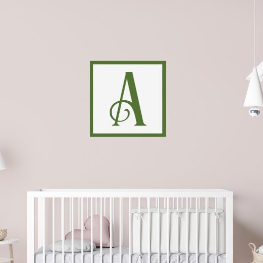 Aangepaste groene letter A monogram retro kinderka Poster (Kinderkamer 2)