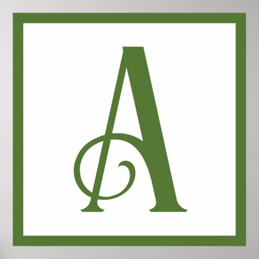 Aangepaste groene letter A monogram retro kinderka Poster (Voorkant)