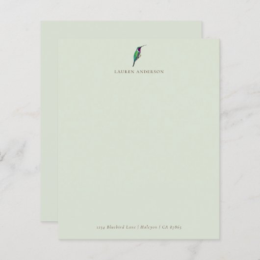 Aangepaste groene Lucifer Hummingbird briefpapier (Voorkant / Achterkant)