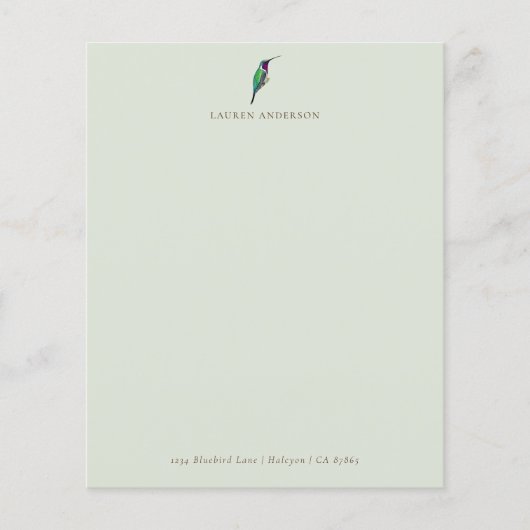 Aangepaste groene Lucifer Hummingbird briefpapier (Voorkant)