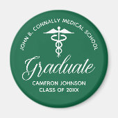 Aangepaste groene medische school afstudeerfeest magneet (Voorkant)