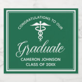 Aangepaste groene medische school afstudeerfeest sparkling wijnetiket (Enkel label)