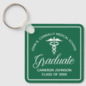 Aangepaste Groene Medische School Afstuderen Keeps Sleutelhanger (Voorkant)
