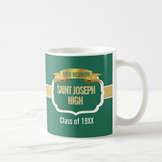 Aangepaste groene mok voor 50-jarig klassenreüniec (Rechts)