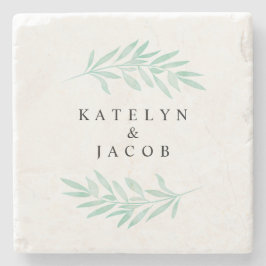 Aangepaste groene munt Waterverf Stenen Onderzetter