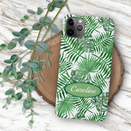 Aangepaste groene palmbladeren tropisch zomerpatro Case-Mate iPhone case
