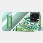 Aangepaste groene palmbladeren tropisch zomerpatro iPhone hoesje (Achterkant horizontaal)
