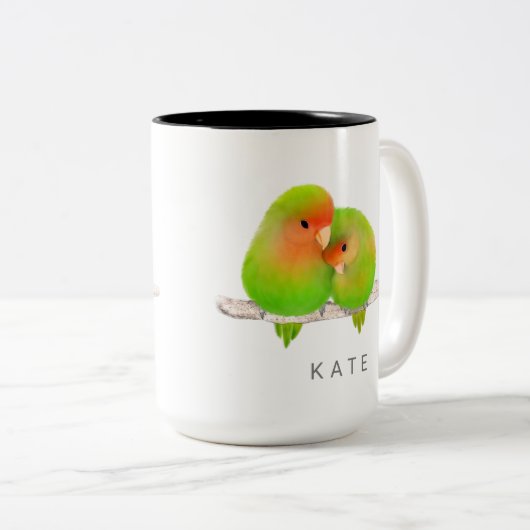 Aangepaste groene parrots Lovevogels Bird Mok (Voorkant rechts)
