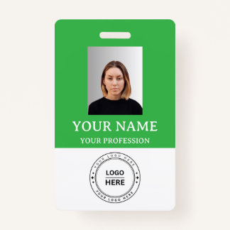 Aangepaste Groene Personeelsbadge met Foto, Logo,  Badge