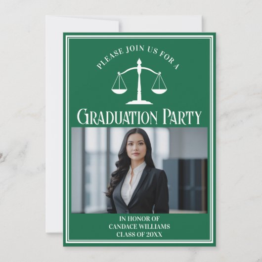 Aangepaste Groene Recht School Afstuderen Fotofees Kaart (Voorkant)