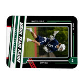 Aangepaste groene & rode lacrosse-spelerfoto magneet (Horizontaal)