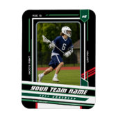 Aangepaste groene & rode lacrosse-spelerfoto magneet (Verticaal)