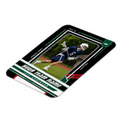 Aangepaste groene & rode lacrosse-spelerfoto magneet (Linkerzijde)