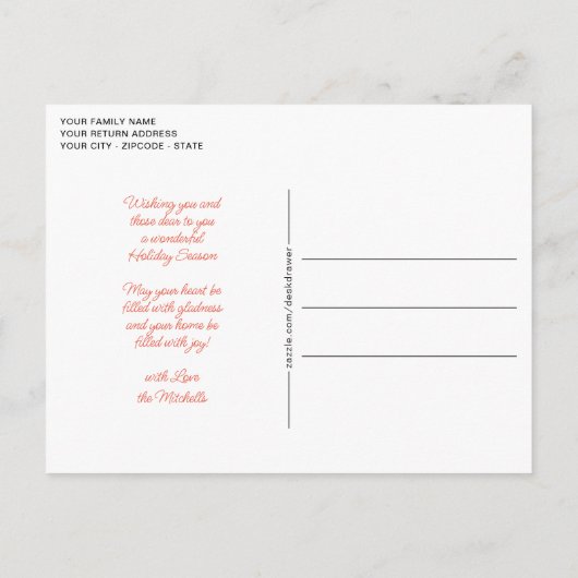 Aangepaste groene roze Oranje gouden Ornamenten Briefkaart (Achterkant)