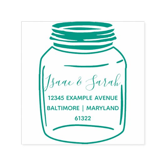 Aangepaste groene rustieke Mason Jar retouradres Zelfinktende Stempel (Design)