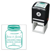 Aangepaste groene rustieke Mason Jar retouradres Zelfinktende Stempel (In situ)