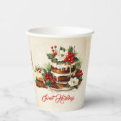 Aangepaste Groene Rustieke Pine  Script Kerst Papieren Bekers (Voorkant)