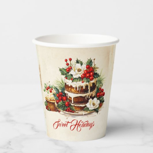 Aangepaste Groene Rustieke Pine Script Kerst Papieren Bekers (Voorkant)