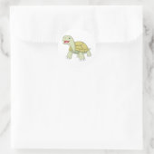Aangepaste groene schildpad glimlachen ronde sticker (Tas)
