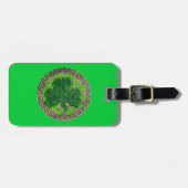 Aangepaste Groene Shamrock Celtic Knots Bagagelabe Bagagelabel (Voorkant horizontaal)